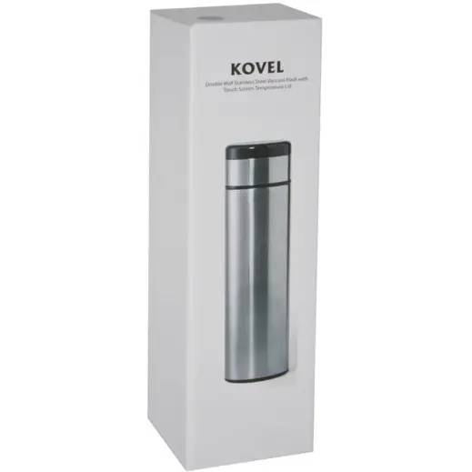 Kovel Giftology Double Walled Insulated Flask with Temperature Lid Silver Gift Box